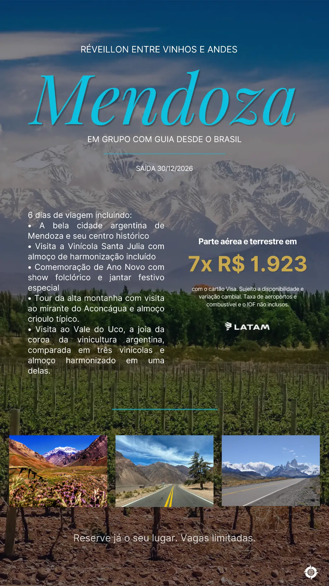 Mendoza · Réveillon entre Vinhos e Andes